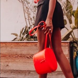 Red Snake Skin Inspired Cylinder Bag